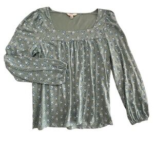 Lucky Brand Floral Print Square Neck Long Sleeve Blouse Top, Women's